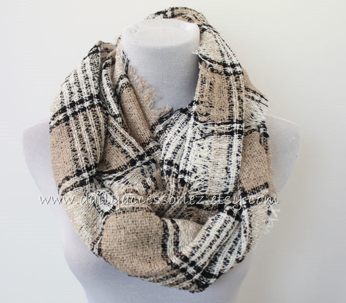 Plaid Blanket Infinity Scarf - Bean Concept - Etsy