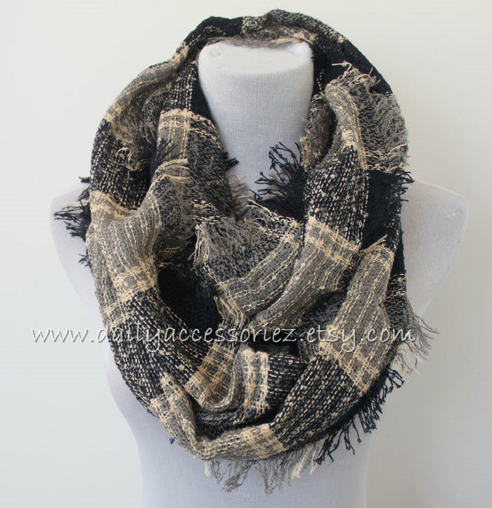 Plaid Blanket Infinity Scarf - Bean Concept - Etsy