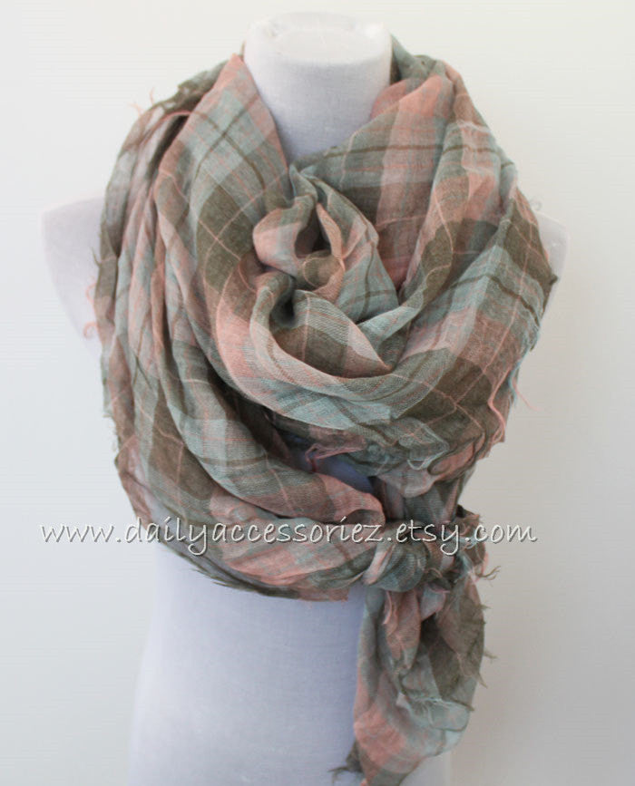 Large Plaid Scarf - Bean Concept - Etsy