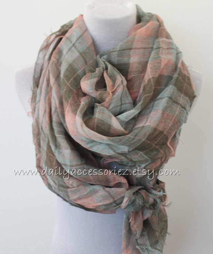 Large Plaid Scarf - Bean Concept - Etsy