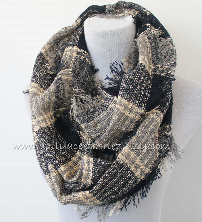 Plaid Blanket Infinity Scarf - Bean Concept - Etsy