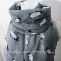 Gray Penguin Infinity Scarf - Bean Concept - Etsy