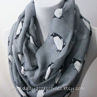 Gray Penguin Infinity Scarf - Bean Concept - Etsy