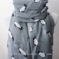 Gray Penguin Infinity Scarf - Bean Concept - Etsy