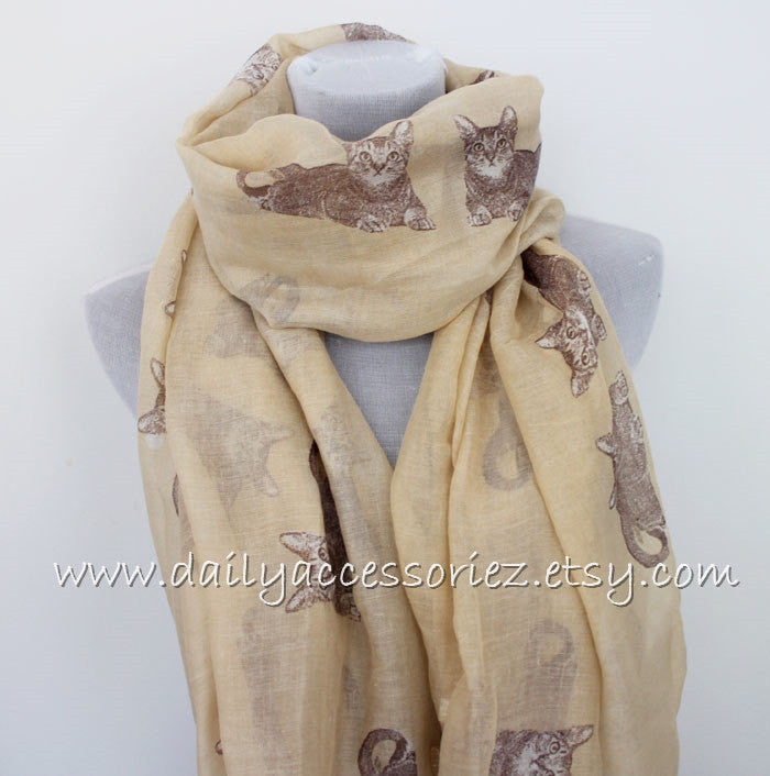 Light Khaki Cat Scarf - Bean Concept - Etsy