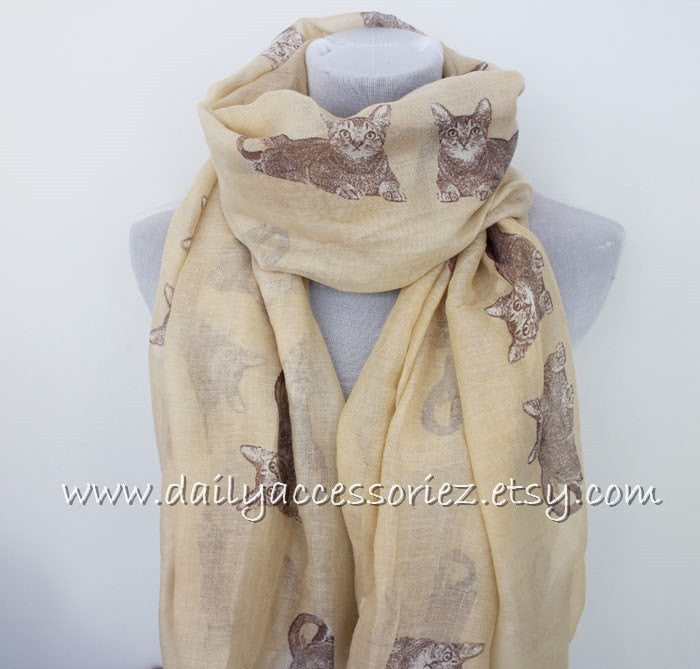 Light Khaki Cat Scarf - Bean Concept - Etsy
