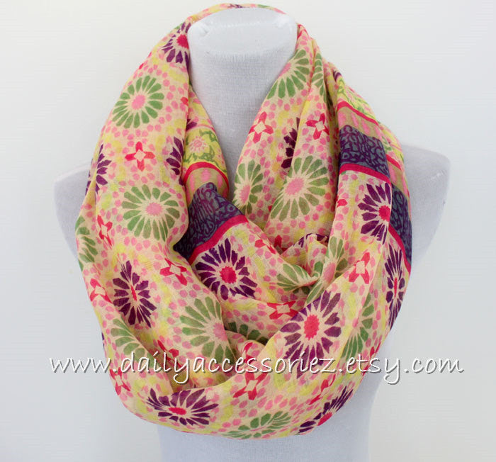 Flower Color Block with Tassels Scarf - Bean Concept - Etsy