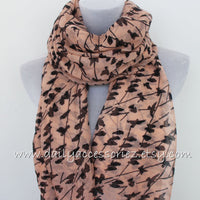 Coral Pink Bird on Branch Scarf - Bean Concept - Etsy