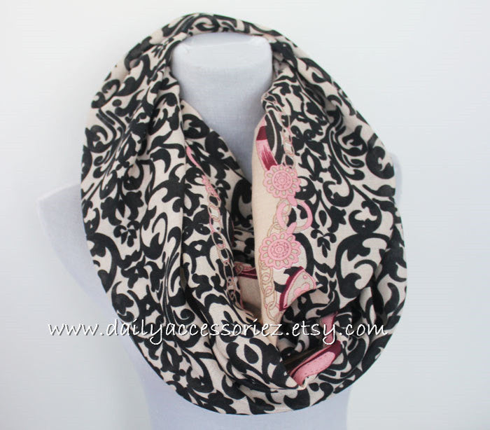 Beige Paisley Infinity Scarf - Bean Concept - Etsy