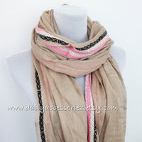 Boho Multi color trim scarf - Bean Concept - Etsy