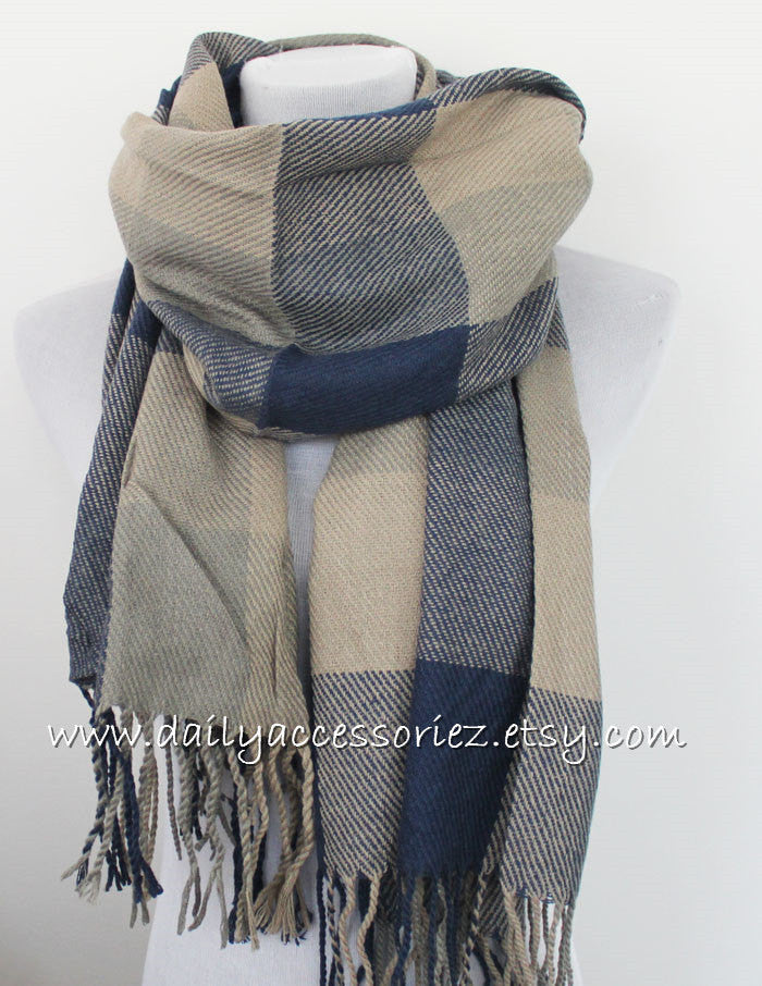 Plaid Blanket Scarf - Bean Concept - Etsy