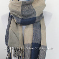 Plaid Blanket Scarf - Bean Concept - Etsy