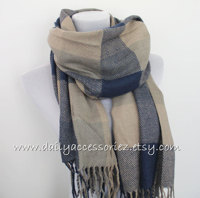 Plaid Blanket Scarf - Bean Concept - Etsy