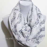 White Music Note Infinity Scarf - Bean Concept - Etsy