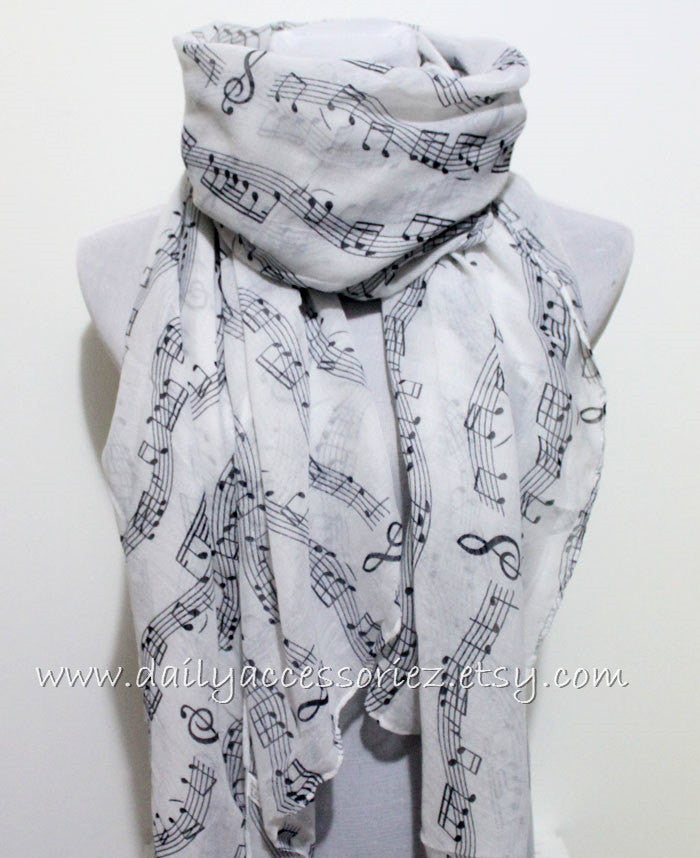 Black Music Sheet Infinity Scarf - Bean Concept - Etsy
