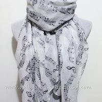 White Music Note Scarf - Bean Concept - Etsy