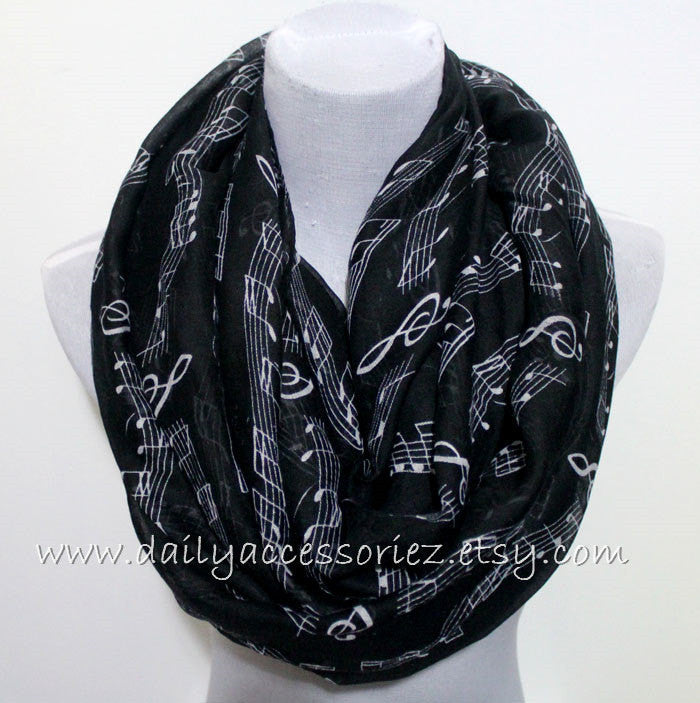 Black Music Sheet Scarf - Bean Concept - Etsy