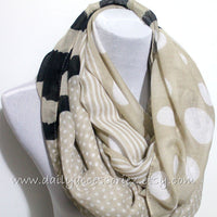 Khaki and Black Polka Dot Infinity Scarf - Bean Concept - Etsy