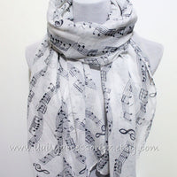 White Music Note Scarf - Bean Concept - Etsy