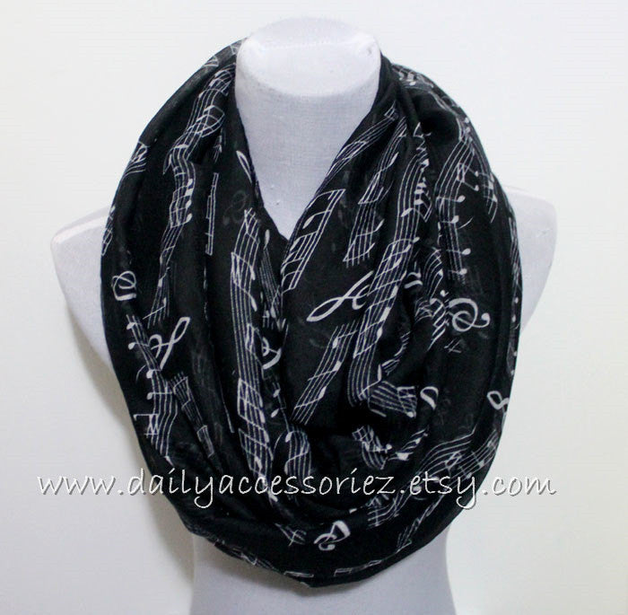 Black Music Sheet Scarf - Bean Concept - Etsy