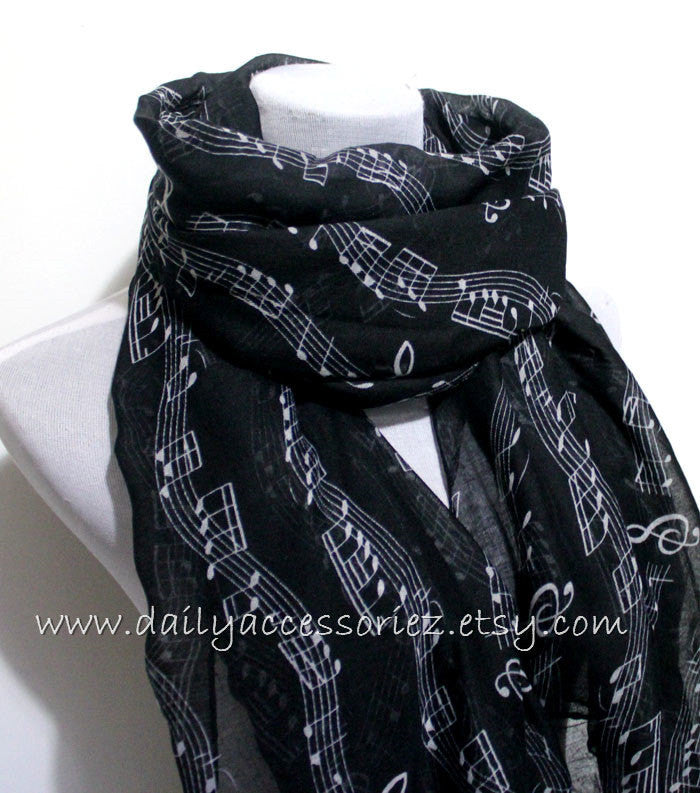 Black Music Sheet Scarf - Bean Concept - Etsy