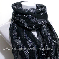 Black Music Sheet Scarf - Bean Concept - Etsy