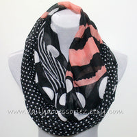 Khaki and Black Polka Dot Infinity Scarf - Bean Concept - Etsy