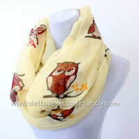 Aqua Blue Owl Infinity Scarf - Bean Concept - Etsy