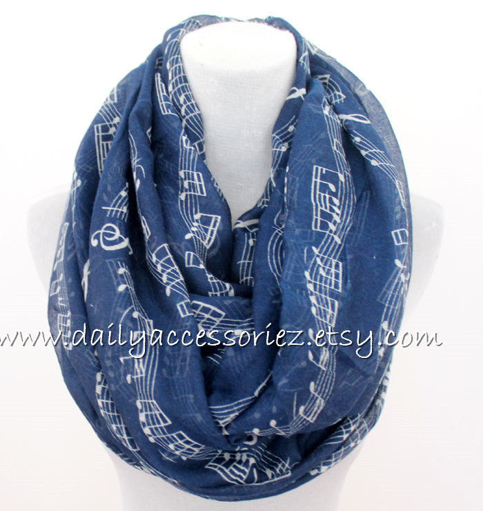 Navy Music Note Infinity Scarf - Bean Concept - Etsy
