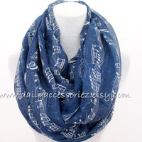 Navy Music Note Infinity Scarf - Bean Concept - Etsy