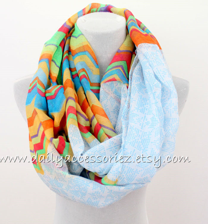 Chevron Color Block Infinity Scarf - Bean Concept - Etsy
