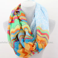 Chevron Color Block Infinity Scarf - Bean Concept - Etsy