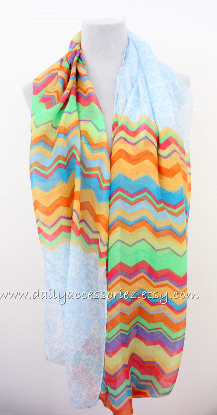 Chevron Color Block Infinity Scarf - Bean Concept - Etsy