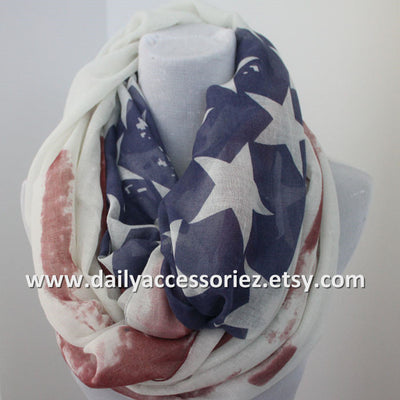 Vintage American Flag Infinity Scarf - Bean Concept - Etsy
