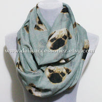 Gray Blue Pug Dog Infinity Scarf - Bean Concept - Etsy