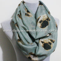 Gray Blue Pug Dog Infinity Scarf - Bean Concept - Etsy