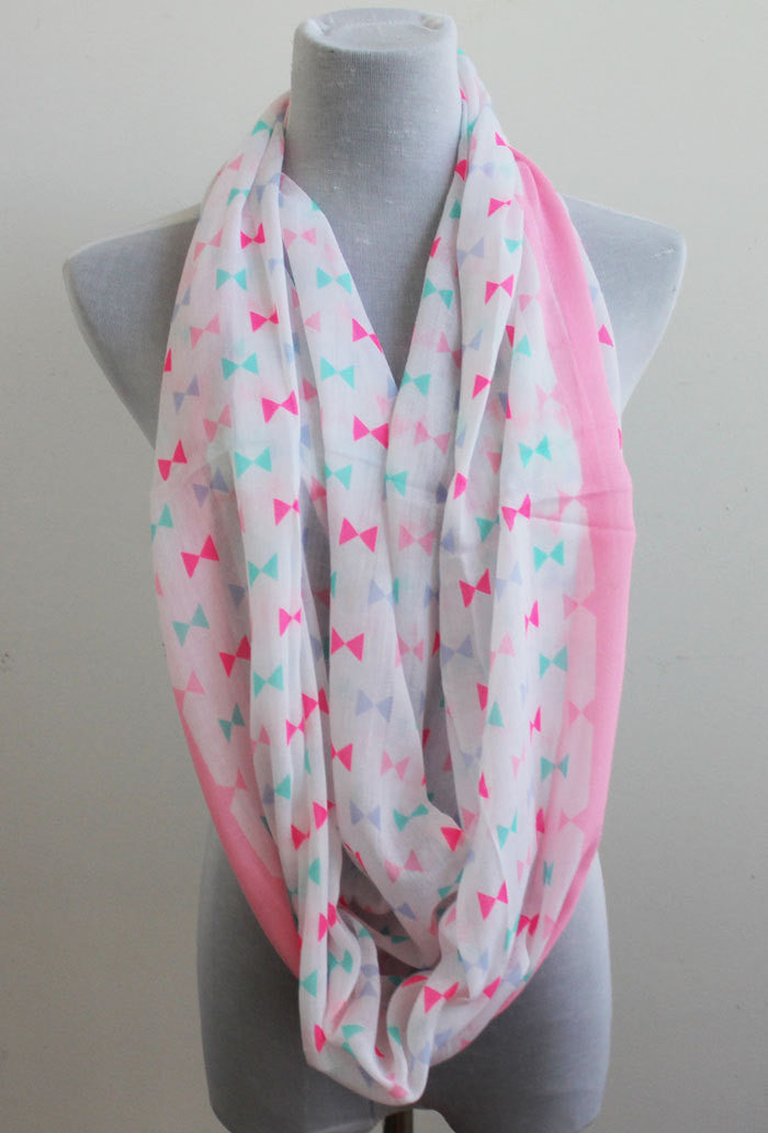 Pink and Green Bow Infinity Scarf - Bean Concept - Etsy