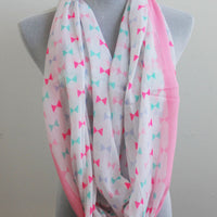 Pink and Green Bow Infinity Scarf - Bean Concept - Etsy