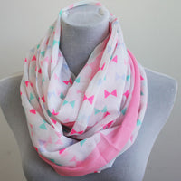 Pink and Green Bow Infinity Scarf - Bean Concept - Etsy