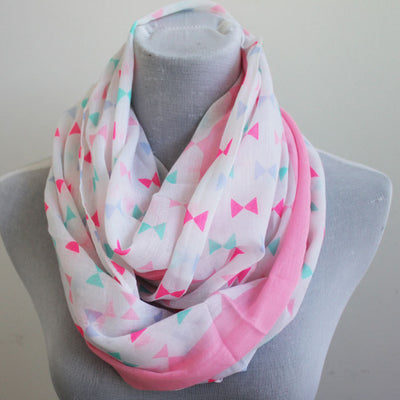 Pink and Green Bow Infinity Scarf - Bean Concept - Etsy