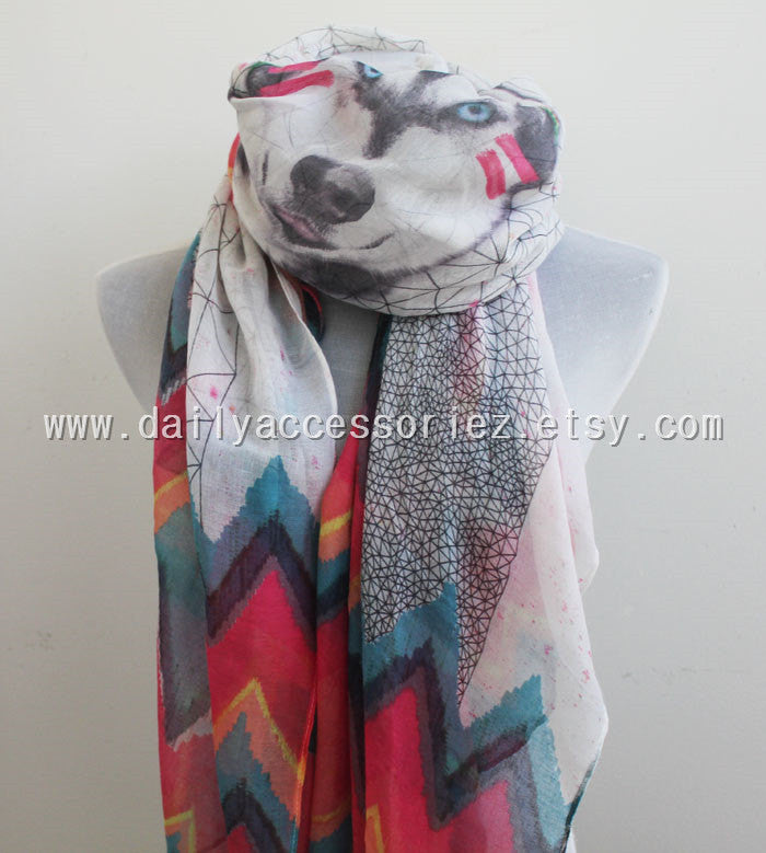 Husky with Feathers Scarf - Bean Concept - Etsy