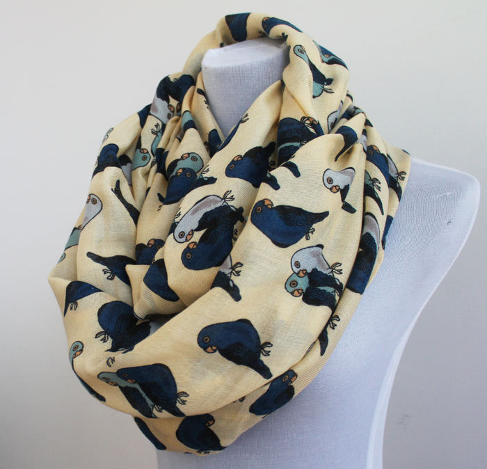 Beige Parrot Infinity Scarf - Bean Concept - Etsy