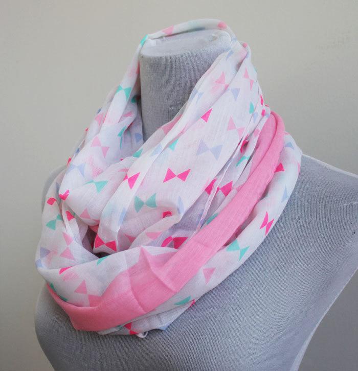 Pink and Green Bow Infinity Scarf - Bean Concept - Etsy