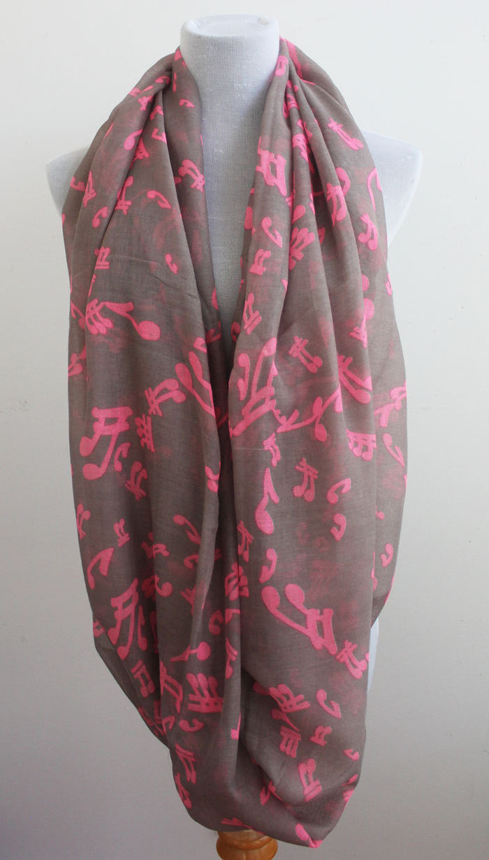 Beige Music Note Infinity Scarf - Bean Concept - Etsy