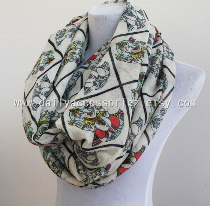 Buddha and Elephant Infinity Scarf - Bean Concept - Etsy