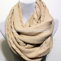 Beige Cable Knit Infinity Scarf - Bean Concept - Etsy