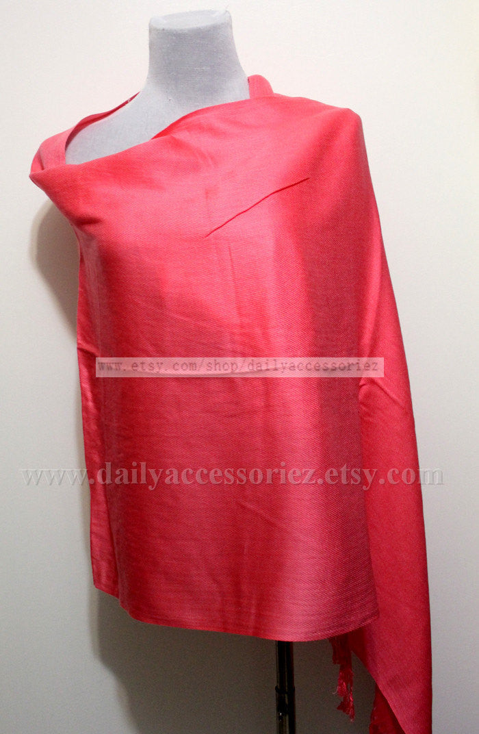 Coral Pink Pashmina Infinity Scarf - Bean Concept - Etsy