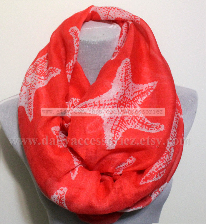 Tan Yellow Starfish Infinity Scarf - Bean Concept - Etsy