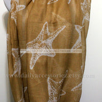 Tan Yellow Starfish Infinity Scarf - Bean Concept - Etsy