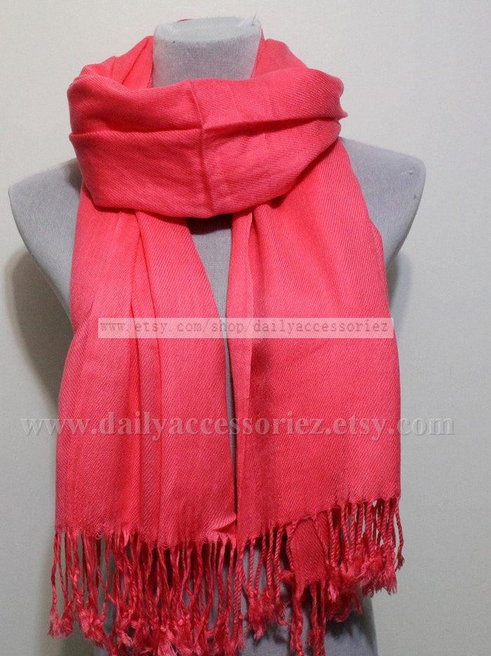 Coral Pink Pashmina Infinity Scarf - Bean Concept - Etsy